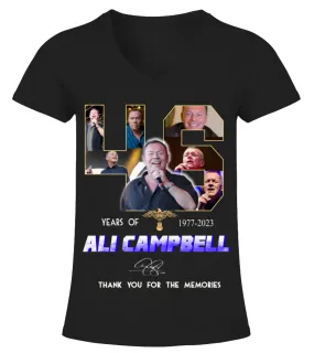ALI CAMPBELL 46 YEARS OF 1977-2023 Camiseta cuello pico Mujer