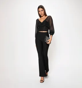 Blusa cruzada tejido metalico