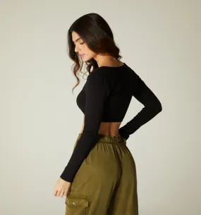 Blusa manga larga escote profundo