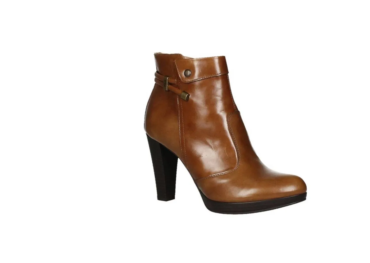 Botin Cremallera Piel Cuero Talon 2 Tiras Con Metal