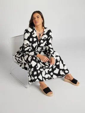 Vestido largo con capas - NEGRO